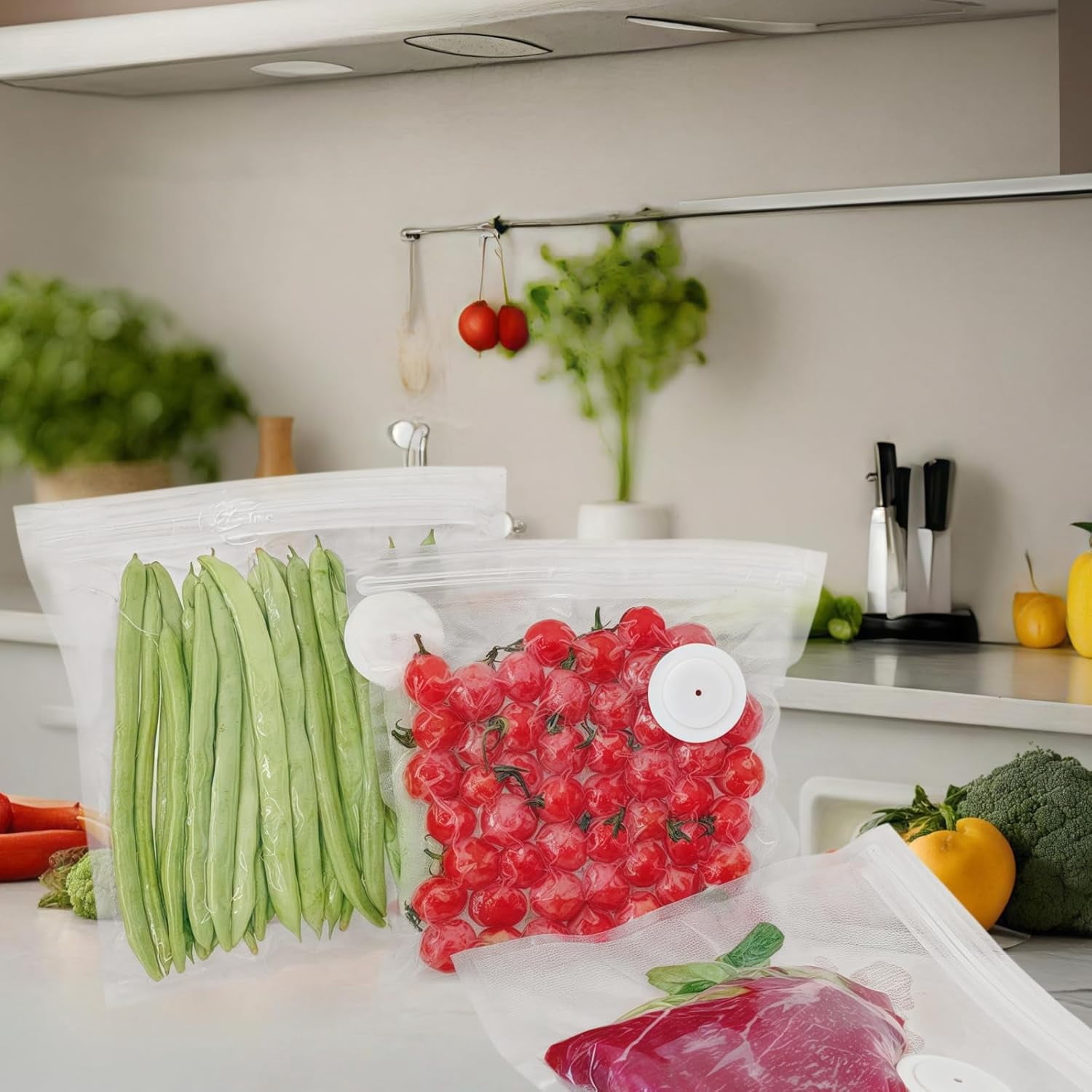 KIBVOE Vacuum Sealer Bags for Food 30 Pcs (8.3 * 8.7in), BPA-Free Sous Vide Bags Reusable, Compatible with Most Handheld Sealers and Vacuum Sealer Machines