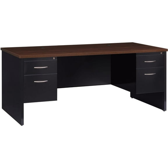 Lorell, LLR79139, Walnut Laminate Commercial Steel Desk Series, 1 Each