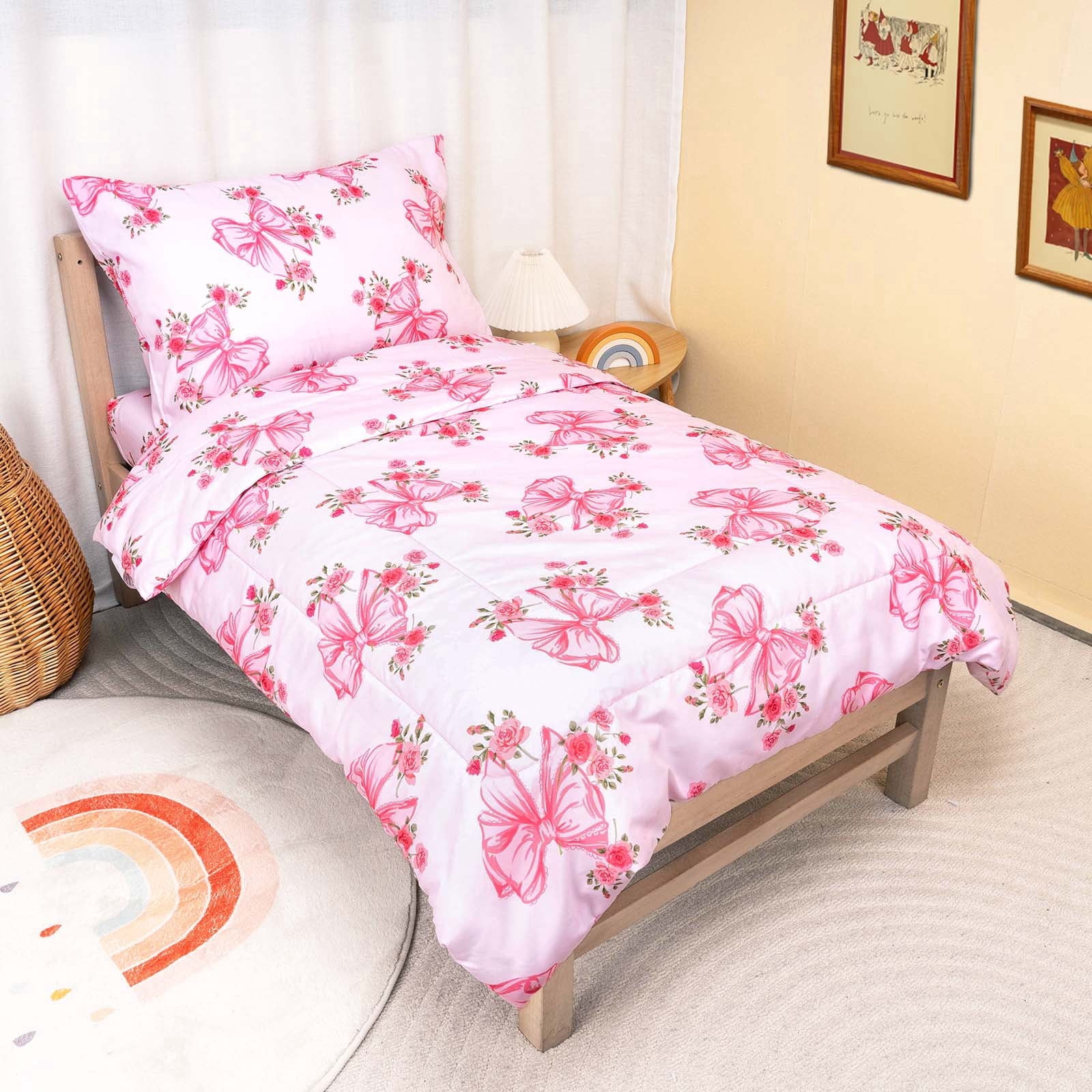 Barney Toddler Bedding, 5Pc Set, Comforter, Sheet, Pillowcase