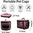 thumbnail image 4 of Collapsible Cat Carrier Hard, Travel Pet Carriers Bag for Small Dogs for Car Travel with Ventilation Guinea Pig 2 Small Cats Carrier Cage Dog Crate (Pink), 4 of 6