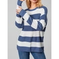 thumbnail image 5 of Franhais Women Fashion Wild Sweater Contrast Color Stripe Round Neck Long Sleeve Knitted Pullovers Autumn Winter Loose Casual Tops, 5 of 9