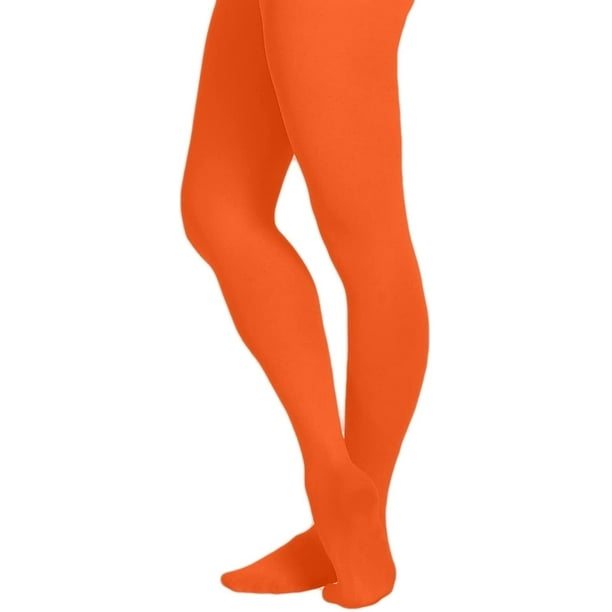 AIMTYD Women's Solid Colored Opaque Microfiber Footed Tights Orange D 