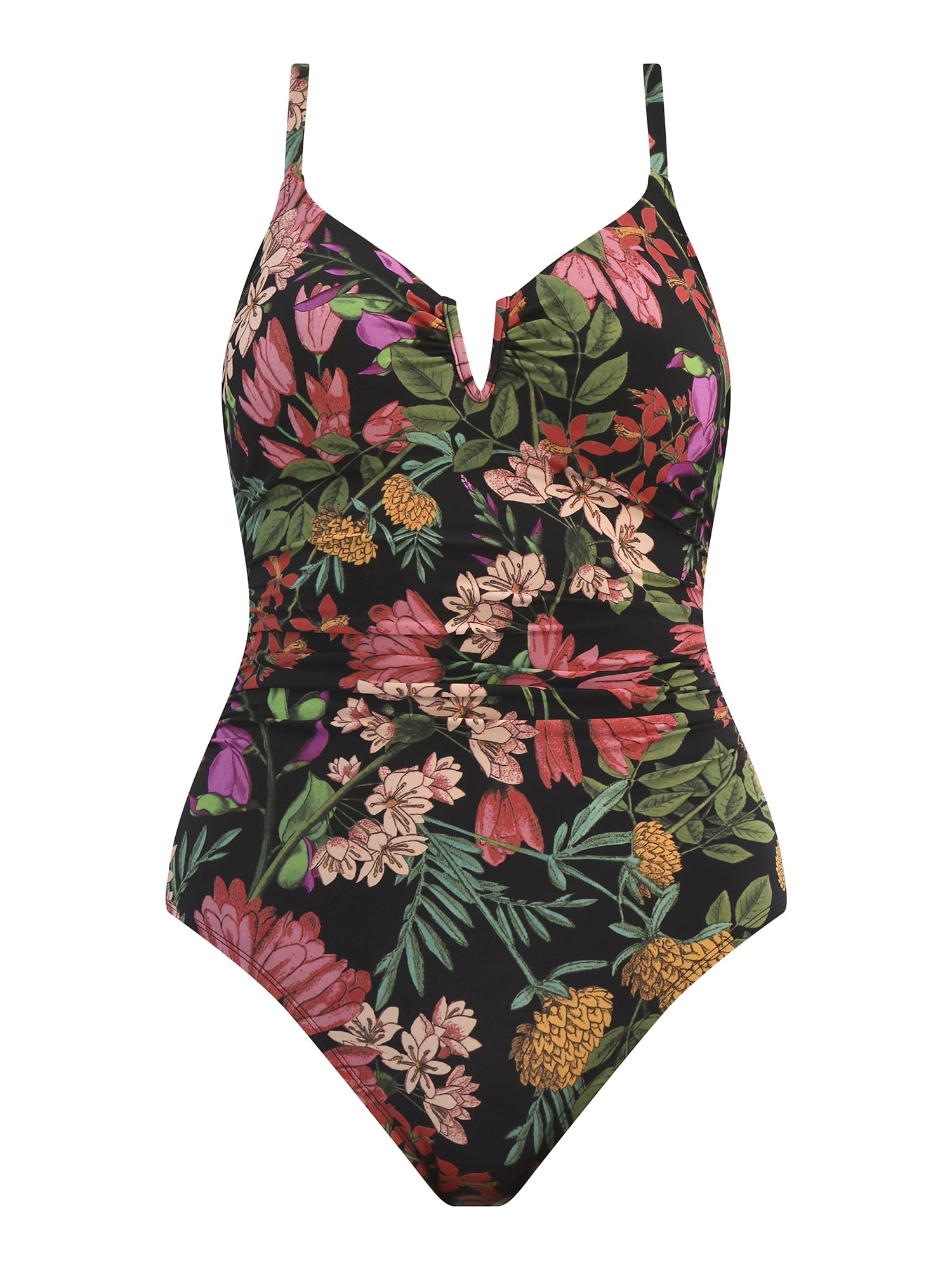 Time and Tru Women's and Women's Plus V Wire One Piece Swimsuit, Sizes XS-3X