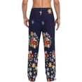 thumbnail image 2 of Blue Floral Blossom Flowers Ghost Pajama Pants, Men's Lounge Pants Light with Drawstring and Pockets, Christmas New Year Birthday Father's Day Gifts, 2 of 7