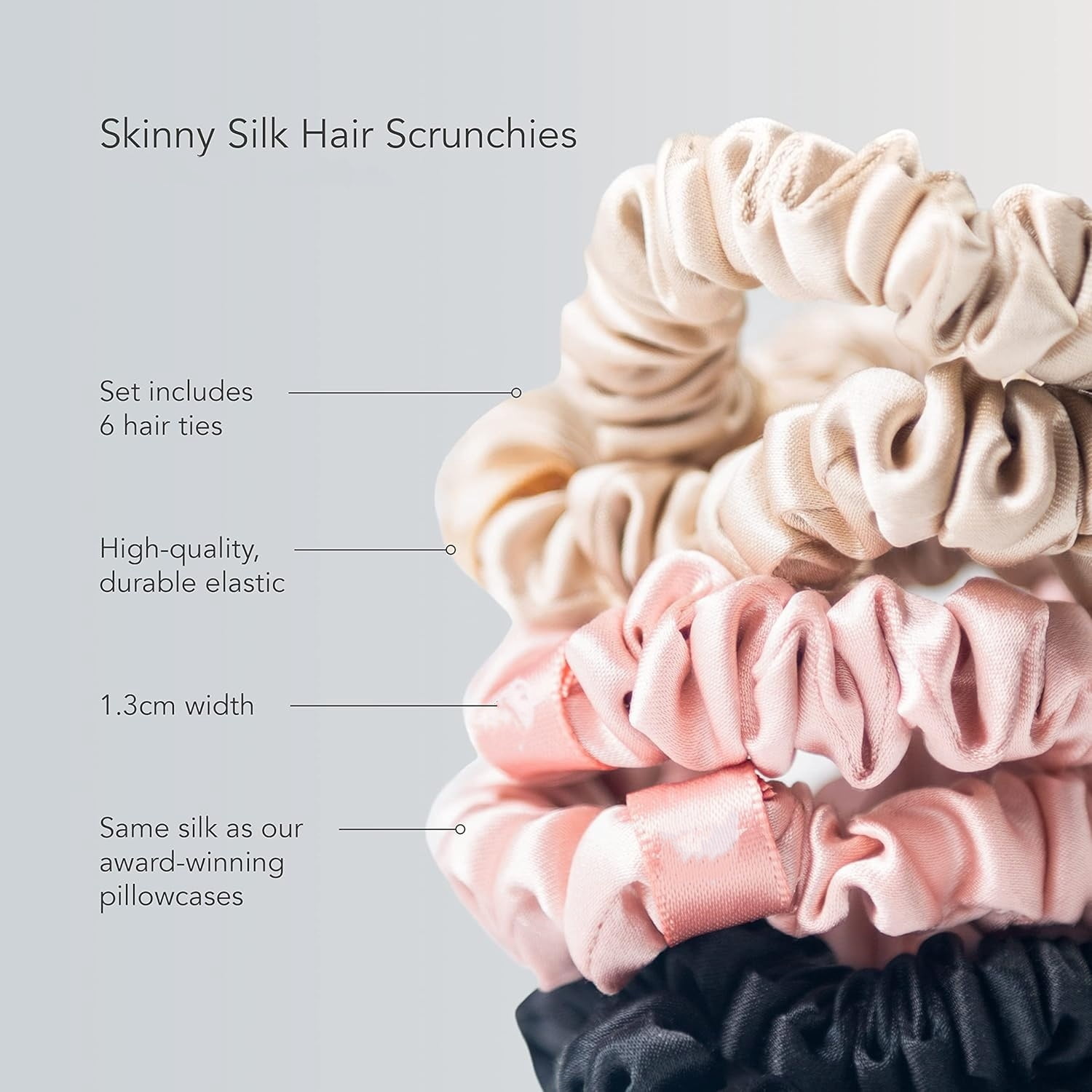 Silk Skinny Scrunchies | Hair Tie Set for Thin Hair