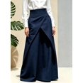 thumbnail image 4 of Women's Navy Blue High Waist Asymmetric Bodycon Maxi Skirt A Line Long Skirt, 4 of 7