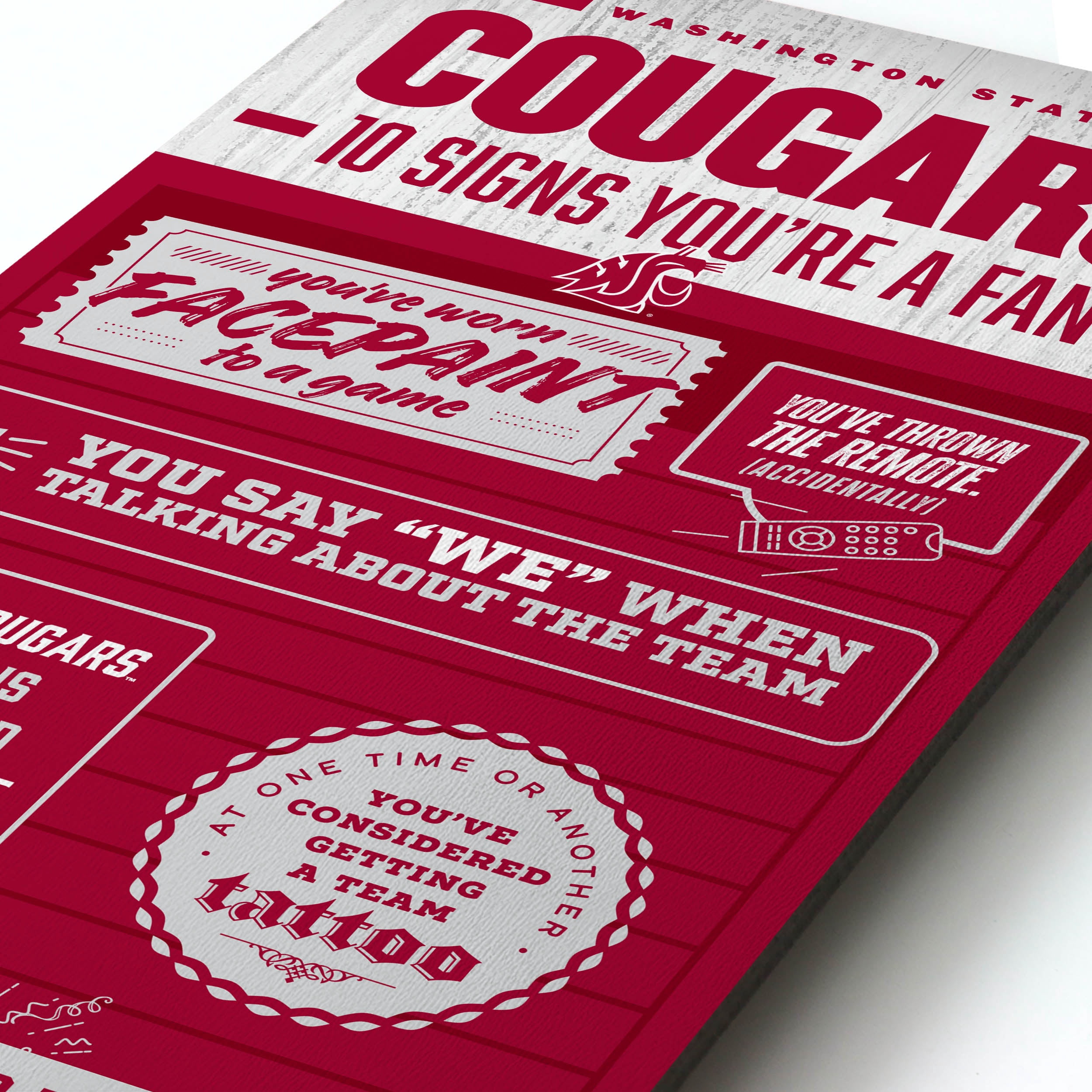 YouTheFan NCAA Washington State Cougars 3D Top 10 Wall Art