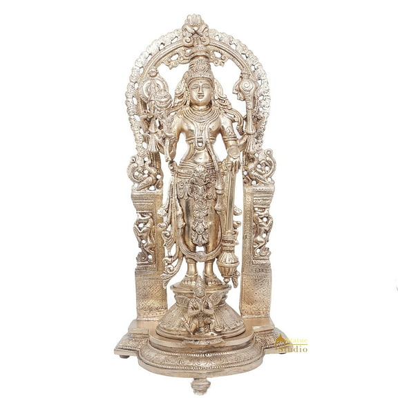 StatueStudio Lord Vishnu Statue Vishnu Murti Handmade Vishnu Narayan Bhagwan Religious Figurine for Home Decor, Pooja Room, Office Table and Gift Showpiece (8 X 6 X 16 Inch)