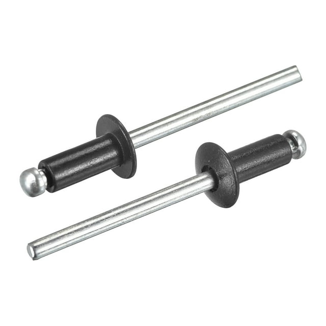 Unique Bargains Rivets pour Stores à Tête Ronde Plate en Aluminium 4mm x 8mm, Noir, Lot de 100