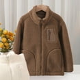 thumbnail image 2 of SGMVNU Boys Girls Full Zip Soft Polar Jacket Outerwear Coat With Pockets, Solid Color Long Sleeve Neck Warm Jackets Coats for 6-18 Years Kids,Coffee,13-15 Years, 2 of 3