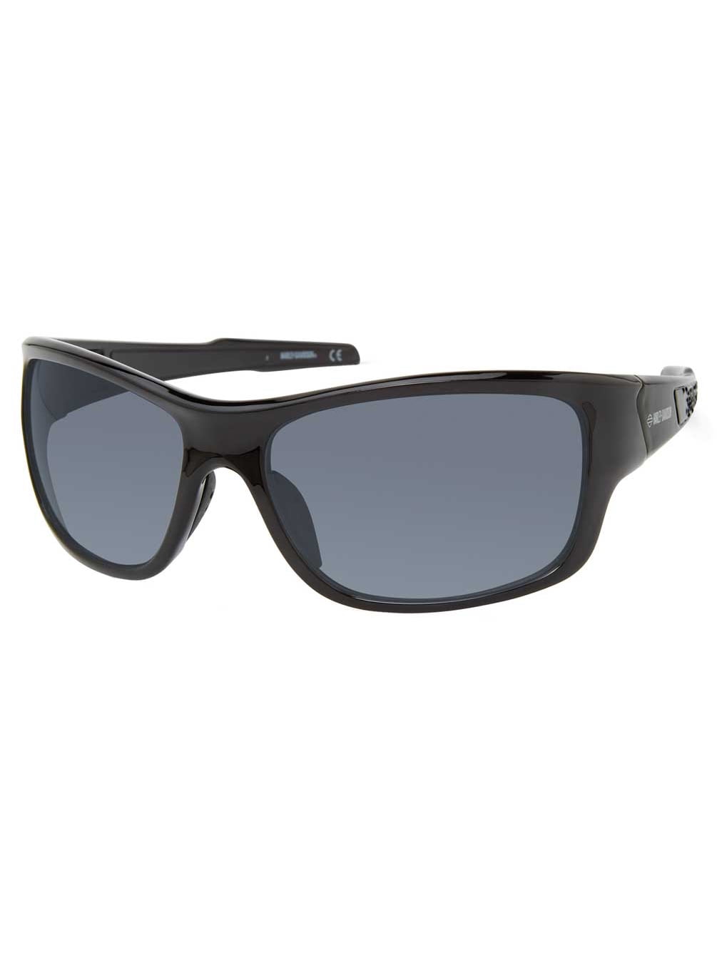 HarleyDavidson Men's Sporty Fit Sunglasses, Shiny Black Frames & Smoke