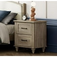 thumbnail image 3 of Side Table with 2 Drawers, Farmhouse End Table with Charging Station, Wooden Nightstand for Bedroom & Living Room, Grey, 3 of 7