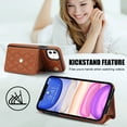 thumbnail image 2 of for iPhone 11 Back Case, Luxury Ultra Slim Shockproof PU Leather Card Slots Kickstand Magnetic Snap Shoulder Strap & Wristlet RFID Blocking Phone Cover for iPhone 11, Brown, 2 of 9
