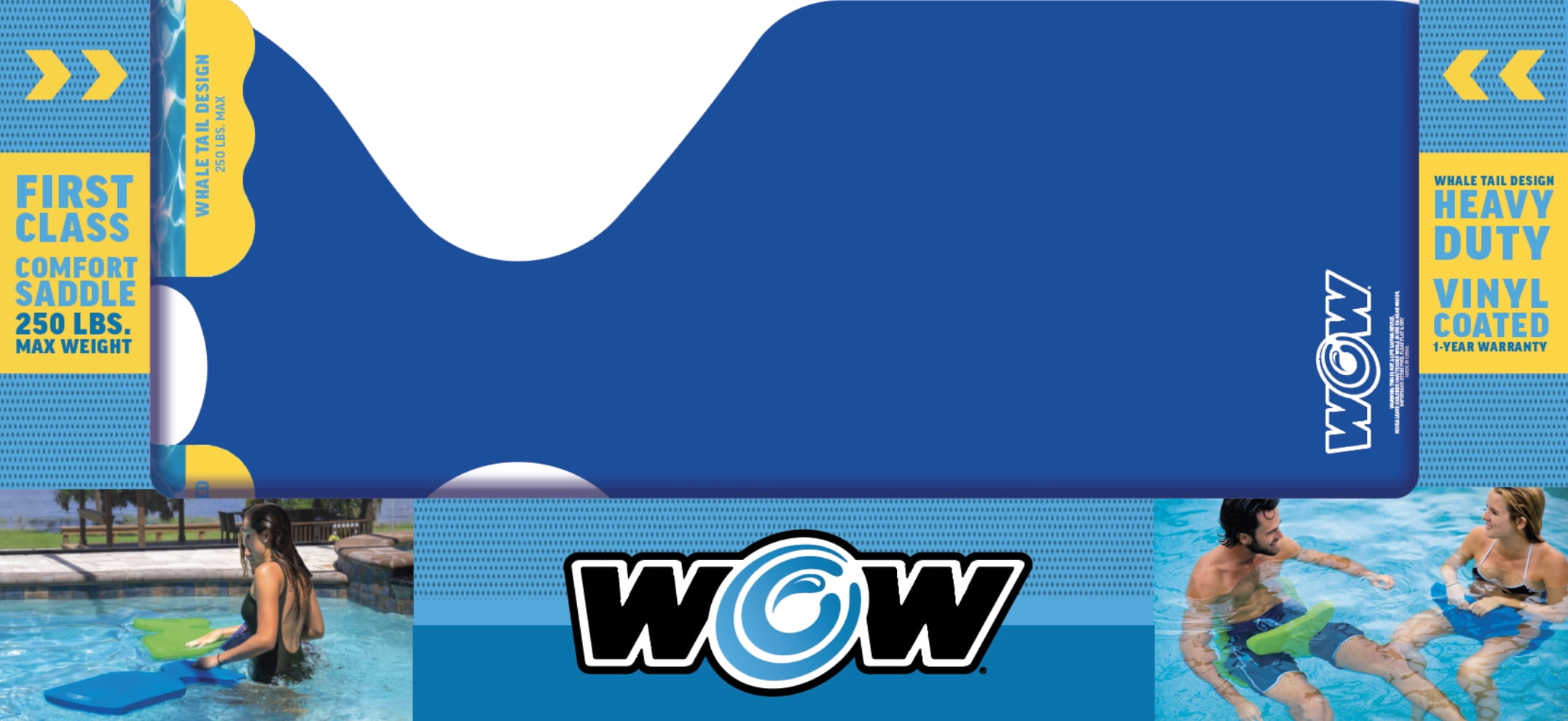 WOW Sports Deluxe Whale Tail Saddle Seat Float - Blue, for Pool and Lake