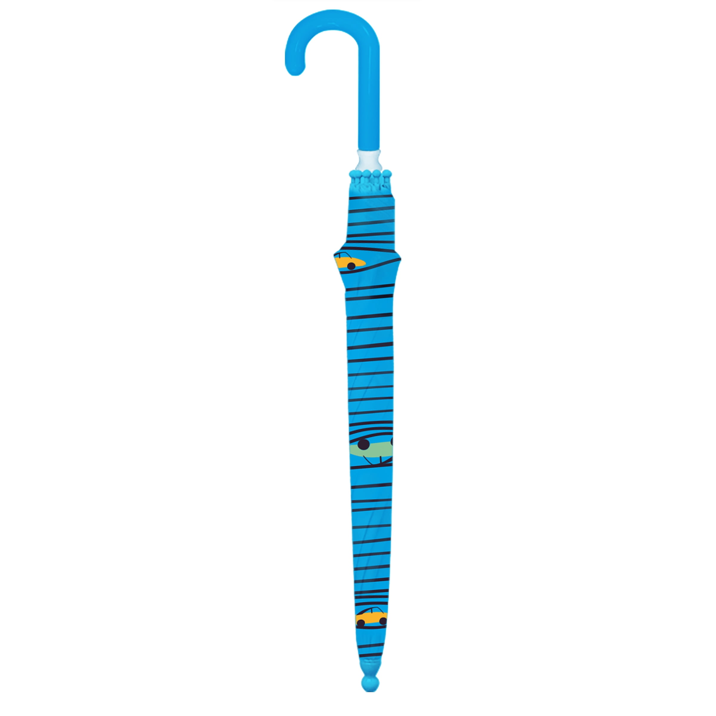 The Weather Station Children's Rain Umbrellas, Cars, Stick Umbrella with Curved Handle