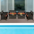 thumbnail image 2 of Gymax 8PCS Patio Rattan Conversation Furniture Set Outdoor w/ Orange Cushion, 2 of 10