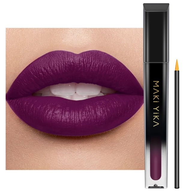 MAKI YIKA Lápiz labial morado oscuro para mujer Color Stay Barras de labios de larga duración Sin manchas Lápiz labial líquido mate Resistente a la transferencia Color de labios sin crueldad GOTHIC PL
