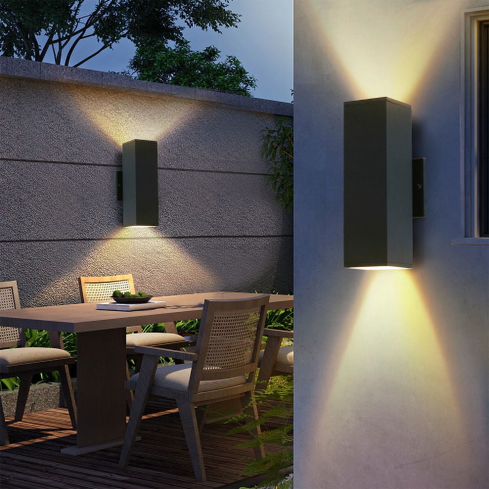 ACE-LIGHTS,2-Pack Outdoor Wall Sconce,Modern Up and Down Weatherproof Wall Light,Black Aluminum Exterior Wall Mount Light Fixture,Ideal for Porch,Patio,Garage(Black)