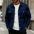 thumbnail image 2 of Mens Shirt Jacket Casual Button Up Shirts Long Sleeve Lightweight Shacket With Flap Pockets for Workwear and Outdoor Activities in Multiple Colors Available Now,Navy,XL, 2 of 4