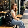 thumbnail image 4 of Yomiee 3Pcs Cute Leather Backpack Purse Set for Women, Mini Bowknot Shoulder Bag, Fashion Beige Zipper Bags with Bear Pendant, Casual Bag Travel Daypacks for Lady Gift, 4 of 8