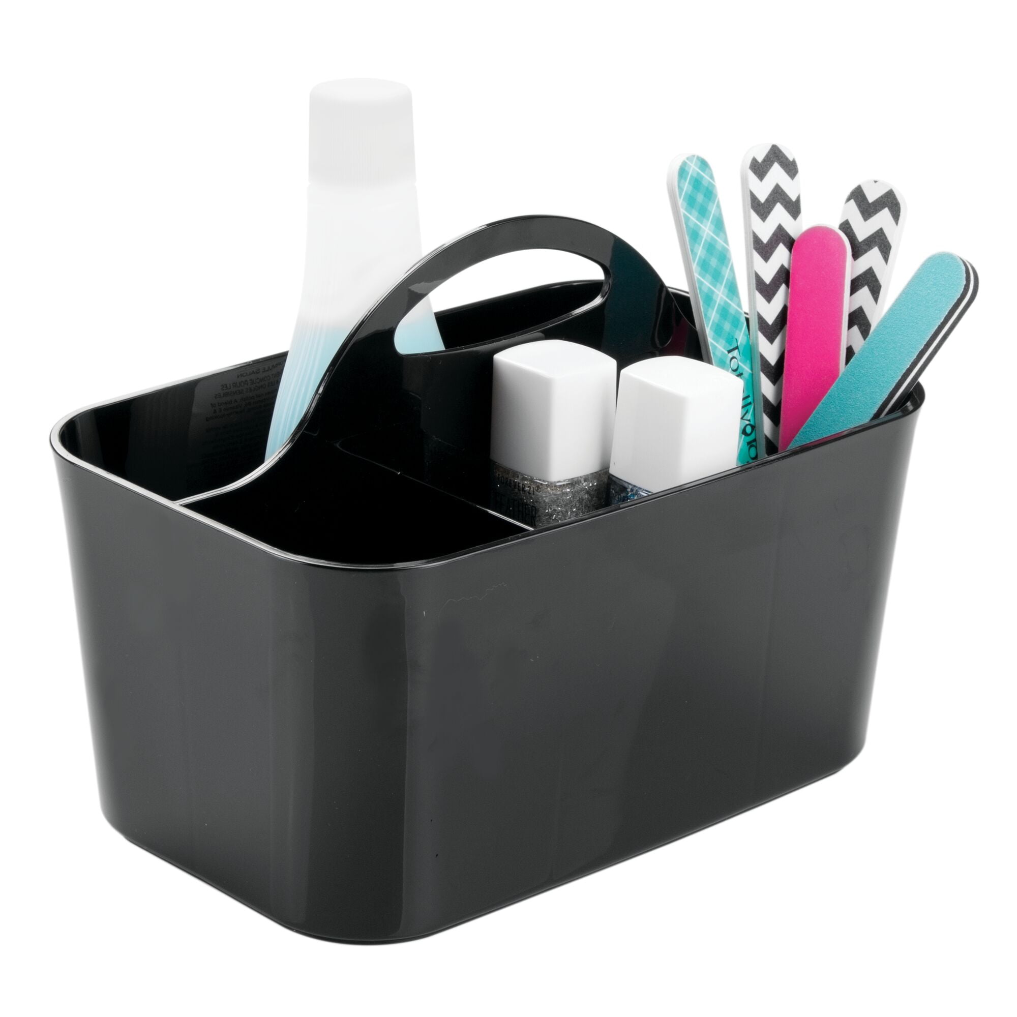 mDesign Plastic Divided Cosmetic Organizer Caddy Tote Bin with Handle - For  Bathroom Vanity Storage - Holds Blush, Makeup Brushes, Palettes, Lipstick