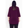 thumbnail image 2 of Ave Studio Women's Plus Size Luella Plain Top 3/4 Length Split Sleeves V-Neckline, 2 of 4