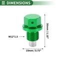 thumbnail image 3 of Tornillo de drenaje de aceite universal Unique Bargains, tapón de drenaje de aceite, tuerca de drenaje de cárter, perno M12x1.5 de aleación de aluminio verde, 1 juego, 3 of 6
