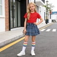 thumbnail image 6 of Yutgune Toddler Girls Short Sleeve Top & Denim Skirt 2 Piece Set, Solid Casual Back to School Daily Outfit, Sizes 110-160, 6 of 9