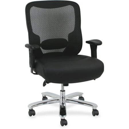 lorell big tall mid back ergonomic leather task chair mesh back
