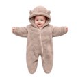 thumbnail image 5 of Baby Boys Girls Winter Outfit Bear Hooded Zip-Up Jumpsuit Full Body Scratch Protection Warm Coat for Cold Weather Outdoor Indoor Wear Infant Romper, 5 of 10