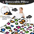 thumbnail image 3 of Blue and White Leopard Print Teens Toddler Nap Mat with Pillow, Sleeping Mat Bag for Preschool Daycare 60"x20", 3 of 6