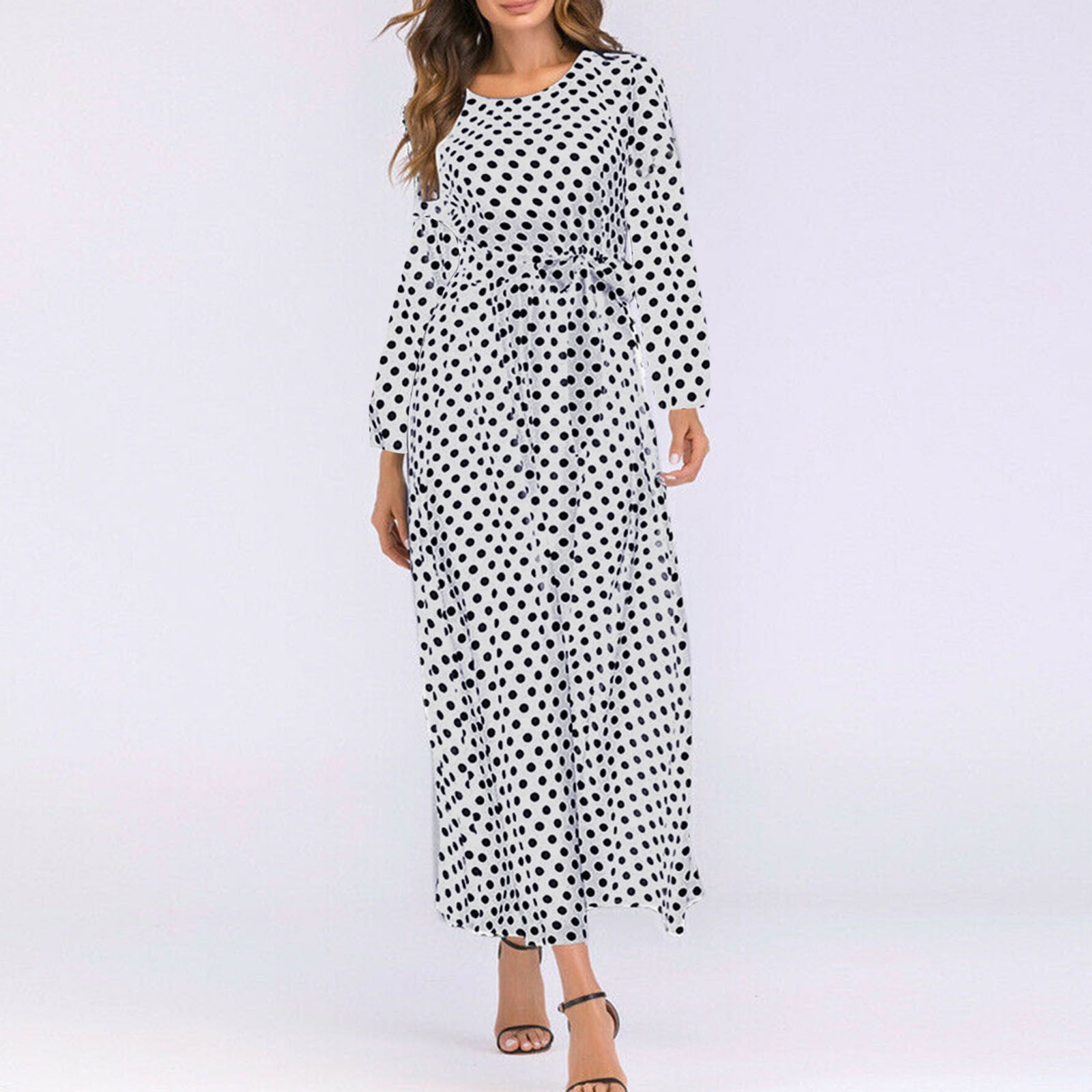polka dot long sleeve dresses