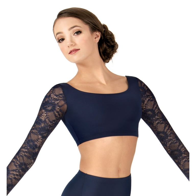 Long sleeve cheap dance crop top