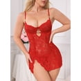 thumbnail image 4 of DARING DIVA Women's Lace Lingerie Underwire Mesh Nightgown with Matching Thongs XXL Red, 4 of 6