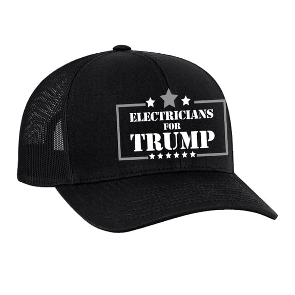 Trenz Shirt Company Electricians For Trump Mesh Back Trucker Hat-Black/Black