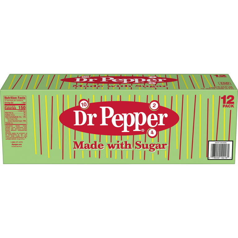 Dr. Pepper 10-2-4 Real Sugar Glass Bottles Soda 12PK
