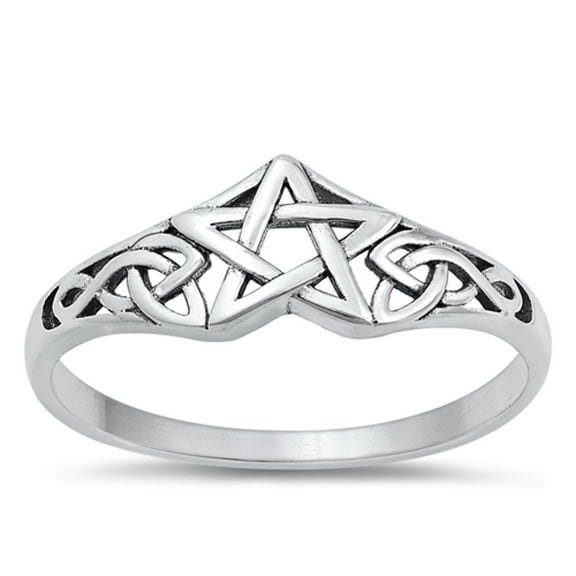 Celtic Star Pentagram Ring .925 Sterling Silver Band Jewelry Female Male Unisex Size 9