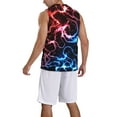 thumbnail image 2 of Naloa Red And Blue Lightning Basketball Jersey Reversible Men's Mesh Athletic Sports Shirts Training Practice S-4XLLarge, 2 of 6