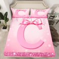 thumbnail image 2 of jejeloiu Personalized Gifts Bow Bed Sheets,Letter C King Sheets,Pink Bling Print Sheet Set For Children,Lightweight Room Decoration,4 Pieces, 2 of 7