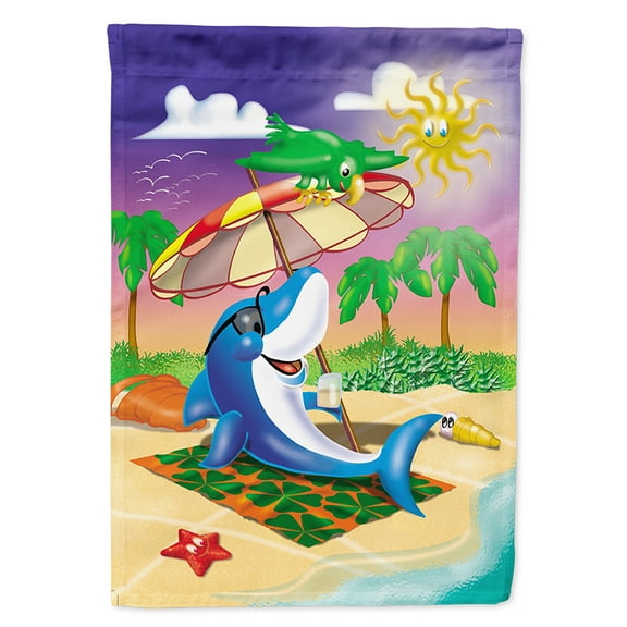 Carolines Treasures APH2488CHF Dolphin Sunning on the Beach Flag Canvas House Size  Large multicolor