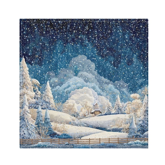 1 Pack 20'' x20" Satin Table Napkins Dinner Napkins for wedding Party Decoration events Winter Fairyland Scene