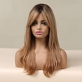 thumbnail image 4 of Long Wave Wigs for Women Ombre Wigs Natural Wave Middle Part Hair Heat Resistant Fibre Synthetic Wigs Women's Wig Daily Natural looking A13, 4 of 6