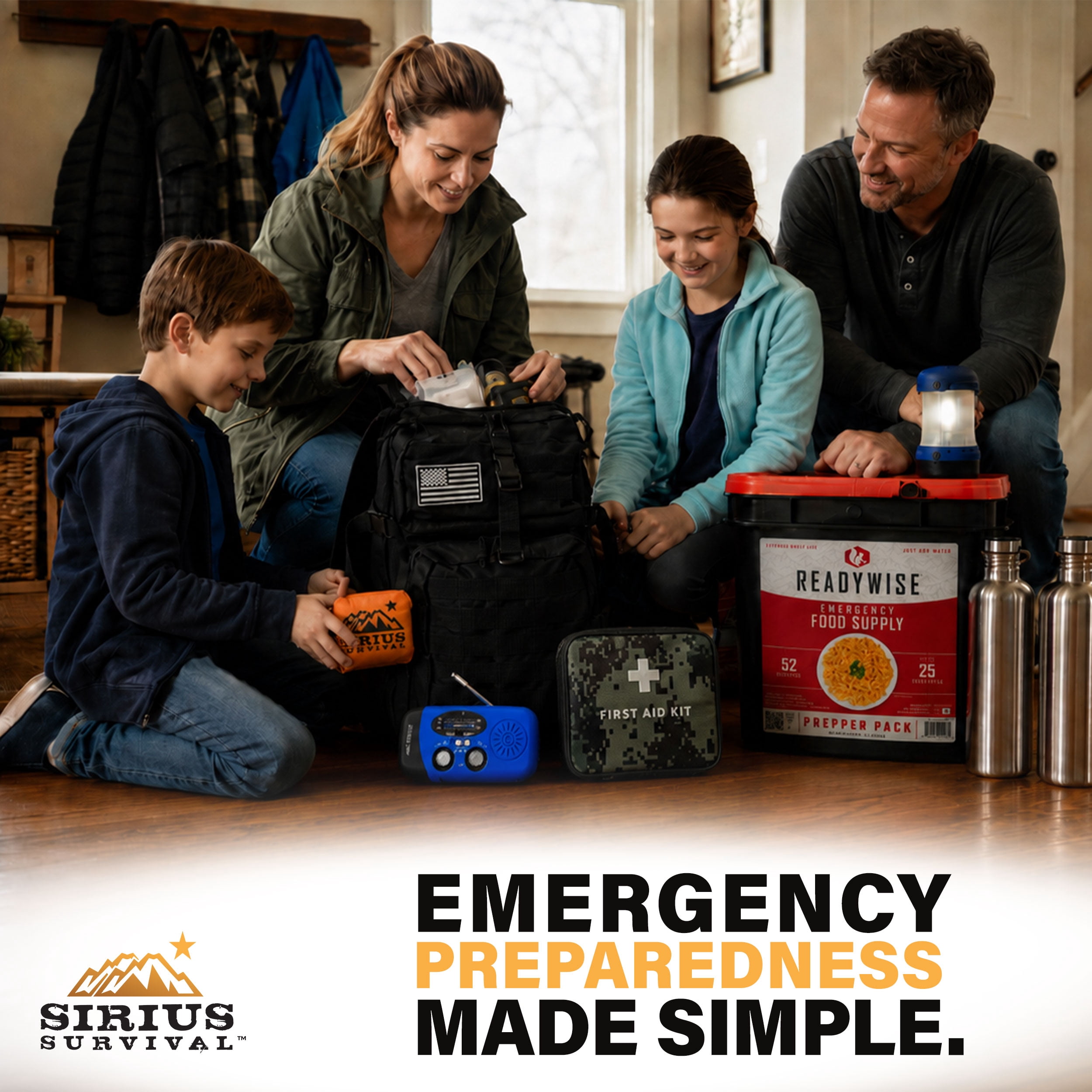 Family Comfort 72 Emergency Survival Kit/Backpack – 72 Hour for 6 People – Disaster Preparedness – Delicious ReadyWise Food, Gear, Lighting, First Aid, Tools & More - Olive Drab
