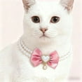thumbnail image 1 of Collar para perro y gato con lazo de corazón rosa, collar de perlas con lazo de princesa, cadena de collar con lazos rosas para gatos y perros pequeños y medianos, bonitos accesorios para collar de m, 1 of 6