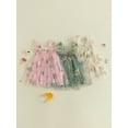 thumbnail image 3 of BemeyourBBs Toddler Baby Girls Fairy Baptism Dress Sleeveless Ruffle Sleeve 3d Floral Embroidery Summer Dress Cute Tulle Tutu Dress Birthday Wedding Party Princess Dress, 3 of 9