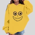 thumbnail image 3 of Kogui Trendy Casual Hooded Sweatshirt For Girls, Comfort Fit Unique Halloween Graphic Print, Holiday Daily Matching Tops (Yellow, 13-14 Years), 3 of 4