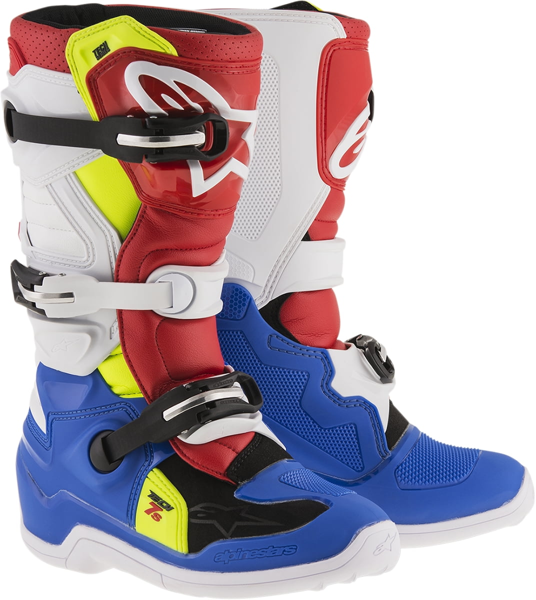 Blue/White/Red/Yellow, Size 4 2015017-7025-4 Alpinestars Unisex-Child Tech 7S Youth Boots