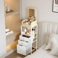 thumbnail image 2 of Makeup Organizer Cart with Vanity Mirror, Floor Skincare Organizers Make Up Organizers-Vanity Organizer Cosmetic Display Cases Holder for Skin Care Perfume Nail Polish Brush Hair Tool (White), 2 of 15