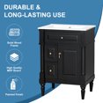thumbnail image 5 of Euroco 24 Inch Bathroom Vanity with Sink, Black Freestanding Bathroom Cabinet with Flip Drawer, Adjustable Shelf, Solid Rubberwood Frame, MDF Panels & Metal Handles, 5 of 9