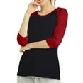 thumbnail image 2 of Sofra/Cottonbell Women Jersey Raglan 3/4 Sleeve Baseball Tee Shirts Top, 2 of 3